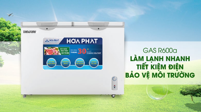 Tủ đông Hòa Phát 1 ngăn 2 cánh HCF 666S1N2 sử dụng gas R600a thân thiện với môi trường