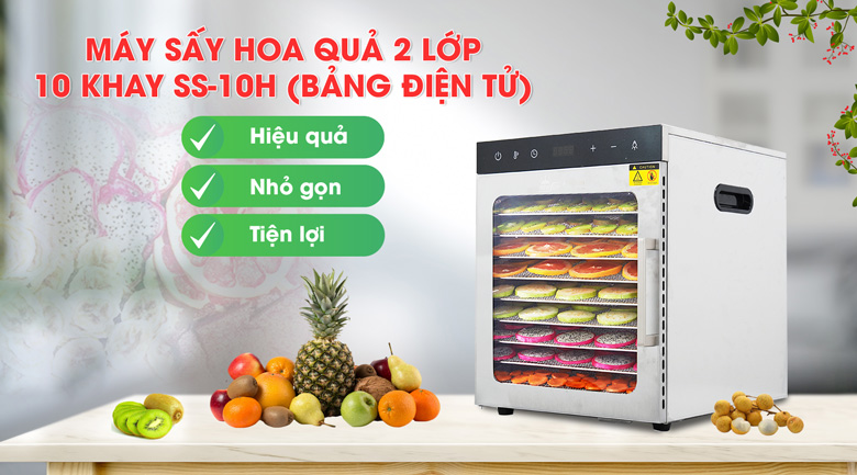 Máy sấy hoa quả 2 lớp 10 khay NewSun ST-03 (SS-10H)