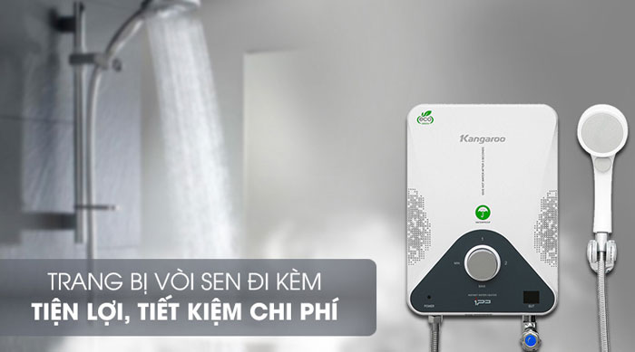 Bình nóng lạnh Kangaroo KG588WP tích hợp vòi sen tiện ích