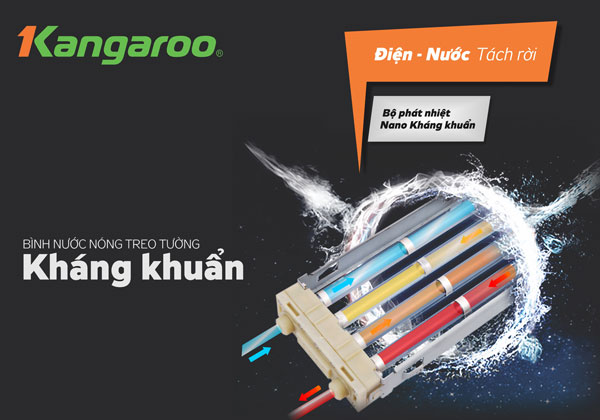 Máy nước nóng trực tiếp Kangaroo KG588WP còn sở hữu công nghệ kháng khuẩn Nano Crystal