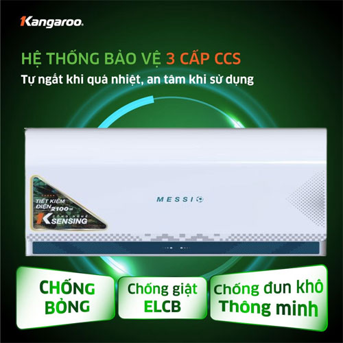 máy nước nóng Kangaroo Messi KG76A3 trang bị hệ thống bảo vệ 3 cấp CSS