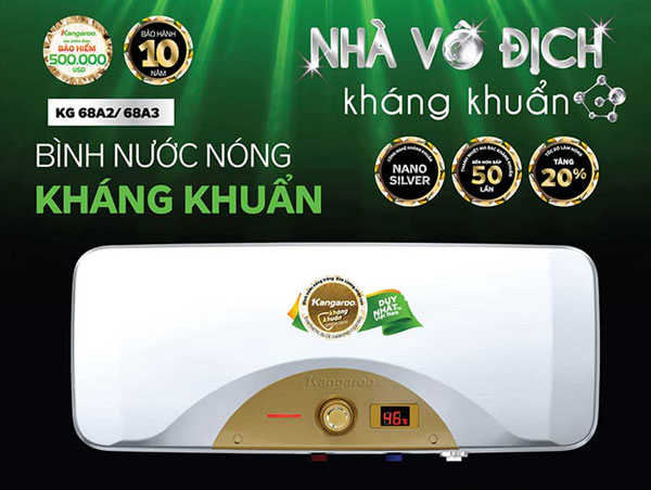 bình nước nóng gián tiếp Kangaroo KG68A3 30 lít sử dụng công nghệ kháng khuẩn hiện đại