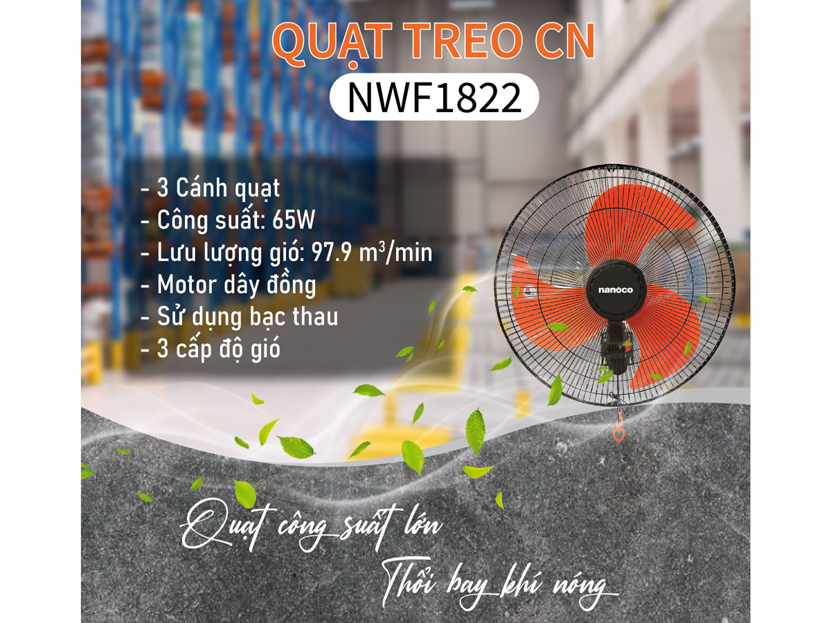 Quạt treo công nghiệp Nanoco NWF1822