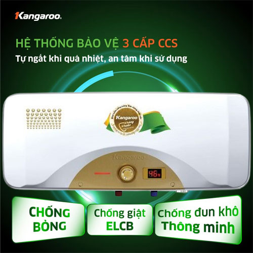 Bình nước nóng Kangaroo KG68A2 có hệ thống bảo vệ 3 cấp CSS