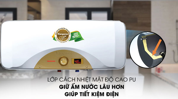 Bình nóng lạnh Kangaroo KG68A2 lớp cách nhiệt PU mật độ cao