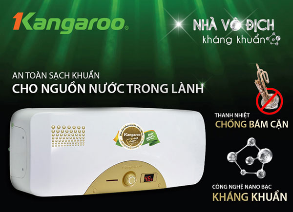 Bình nước nóng gián tiếp Kangaroo KG68A2 có tính năng kháng khuẩn hiện đại