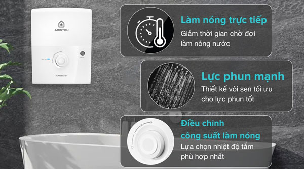 máy nước nóng trực tiếp Ariston Aures Easy 4.5P là thiết bị có nhiều ưu điểm