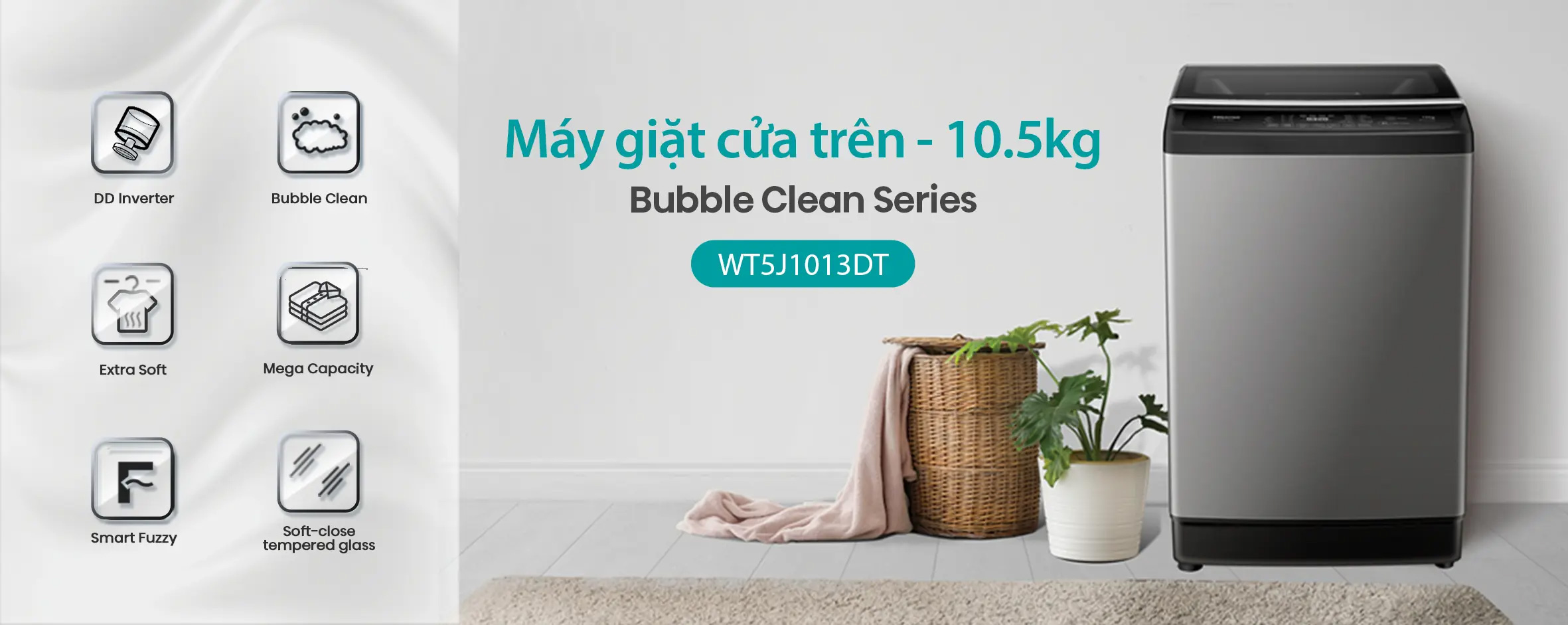 Máy giặt cửa trên Hisense Inverter 13kg WT5J1313DT