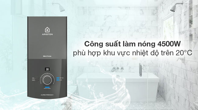 Bình nóng lạnh Ariston Aures Premium + 4.5P có thể tạo ra nước nóng nhanh chóng