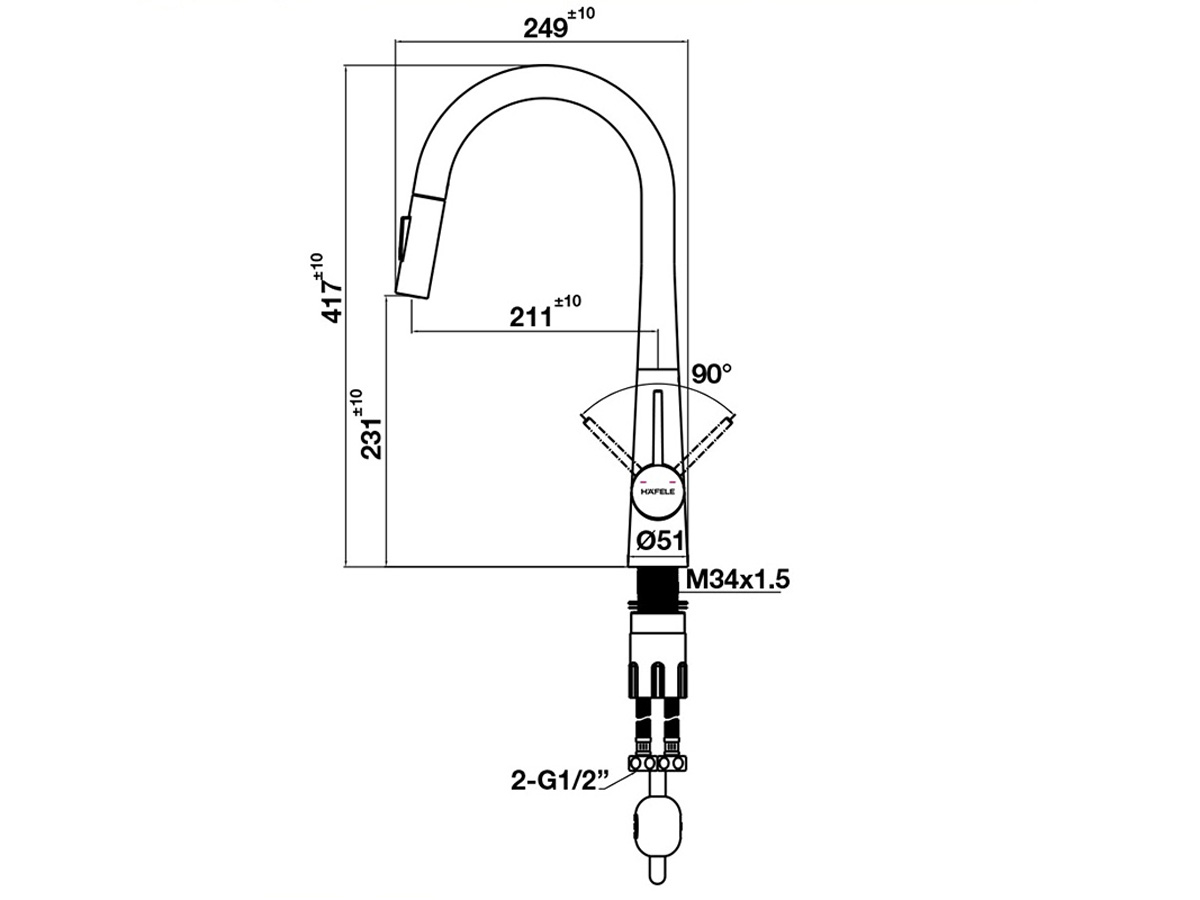 Vòi rửa chén bát nóng lạnh Hafele HT24-SH1P417