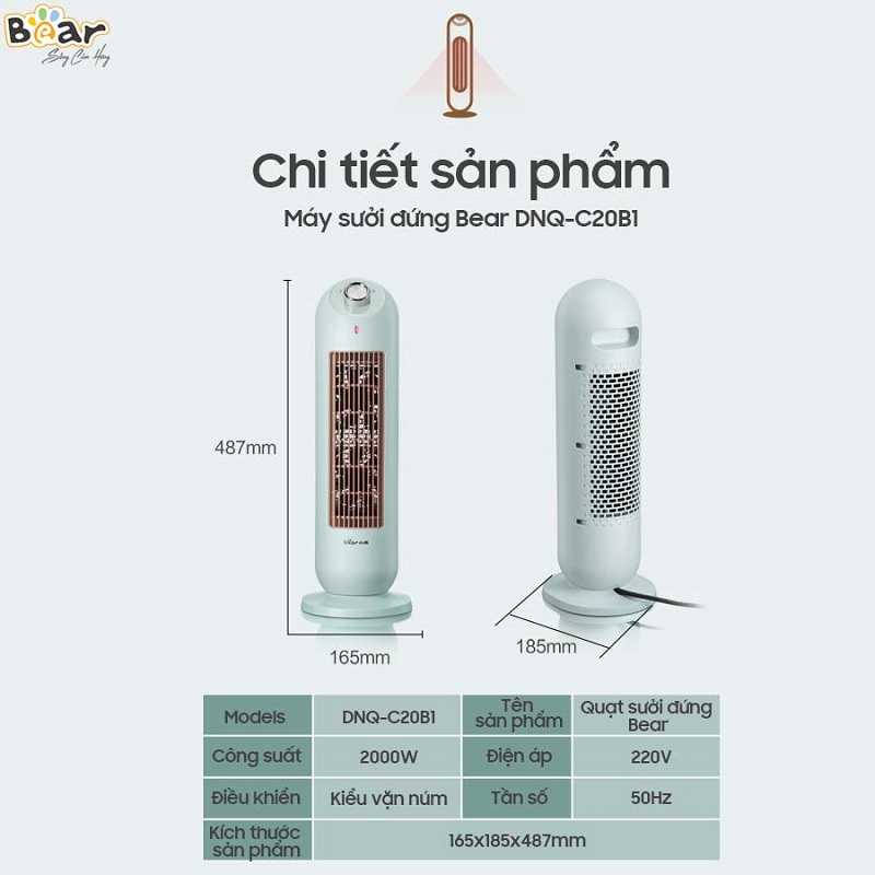 Tổng quan máy sưởi gốm Bear DNQ-C20B1