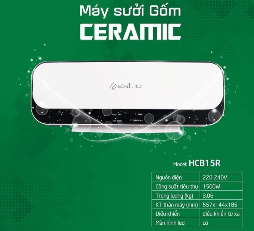 Tổng quan máy sưởi gốm Erito HCB15R