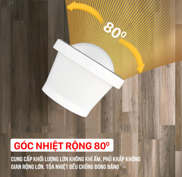 Quạt sưởi gốm Roler RC-2118 có khả năng xoay 80 độ linh hoạt