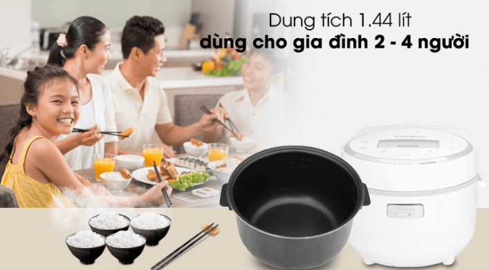 Lòng nồi cơm điện Cuckoo CR-0810F có dung tích là 1,44 lít