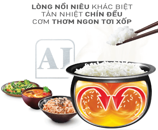 Lòng nồi cơm điện Tefal RK752168 được thiết kế dạng niêu đất đặc biệt