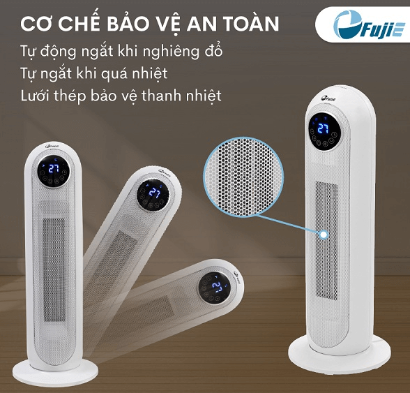 Quạt sưởi gốm Ceramic để sàn FujiE CH-2300 có tính năng tự động ngắt khi nghiêng đổ