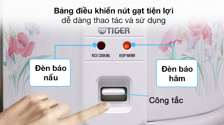 Nồi cơm điện cơ Tiger JNP-1803 có bảng điều khiển dạng nút gạt