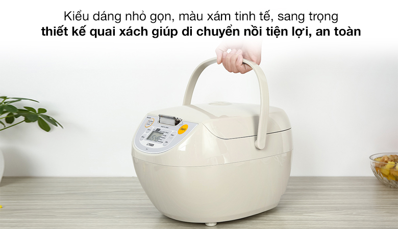 Nồi cơm điện tử Tiger JBV-S18W có kiểu dáng nhỏ gọn, màu sắc tinh tế