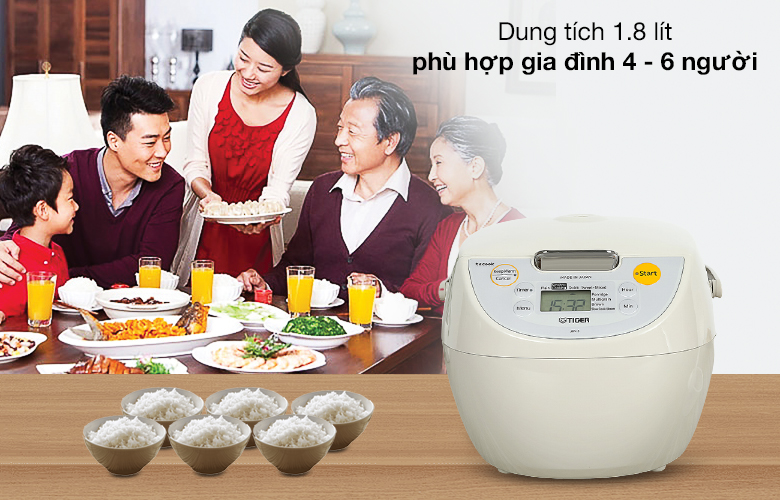 Nồi cơm điện tử Tiger JBV-S18W dung tích 1,8 lít