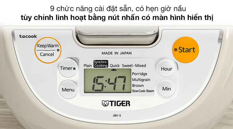 Bảng điều khiển điện tử của nồi cơm điện Tiger JBV-S18W