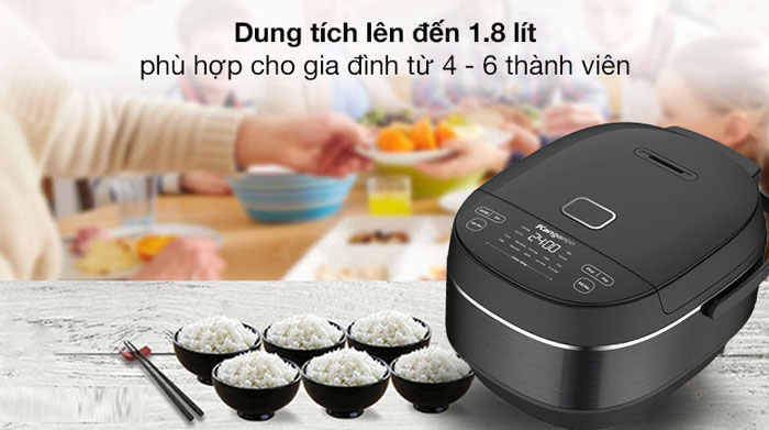 nồi cơm điện cao tần Kangaroo KG18RIH1 sở hữu dung tích 1,8 lít