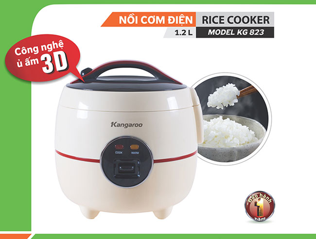 Nồi cơm điện Kangaroo KG823 được trang bị mâm nhiệt lớn dưới đáy cùng công nghệ ủ 3D cho cơm chín nhanh, giữ nhiệt ổn định