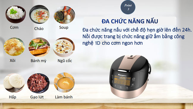 nồi cơm điện tử Kangaroo KG18DR8 có đa dạng chức năng nấu