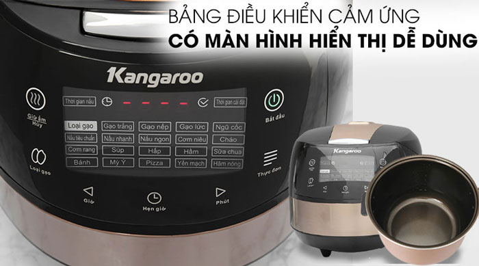 Bảng điều khiển của nồi cơm điện tử Kangaroo KG18DR8 dễ thao tác