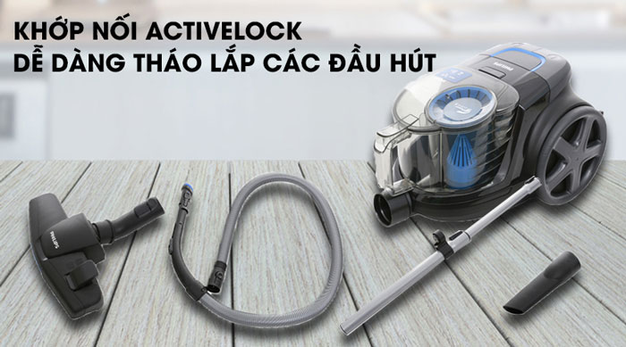 máy hút bụi Philips FC9350 sử dụng các khớp nối ActiveLock