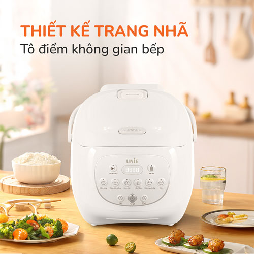 Nồi cơm điện lòng gốm tự nhiên UNIE URC815 có thiết kế hiện đại, sang trọng