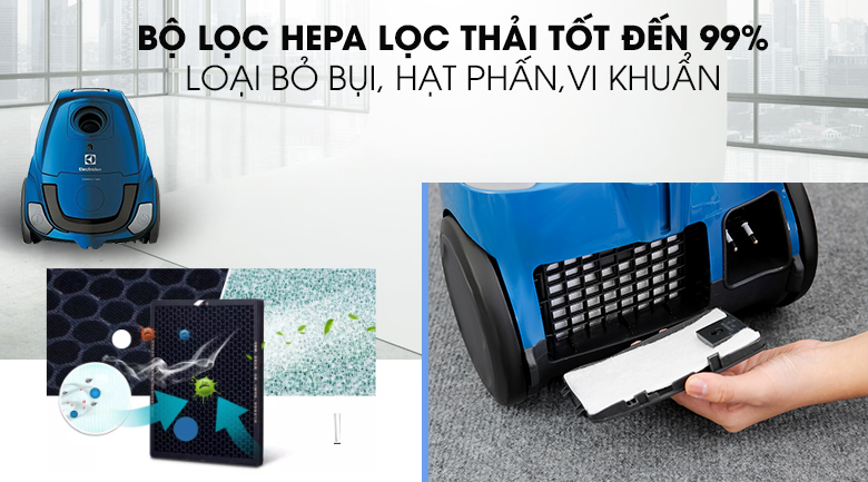 Máy hút bụi Electrolux Z1220 tích hợp bộ lọc bụi HEPA