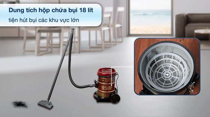 Hitachi CV-950F được trang bị thùng chứa bụi có dung tích lớn là 18 lít