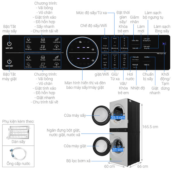 Cấu tạo của máy giặt sấy LG Inverter WT1410NHE