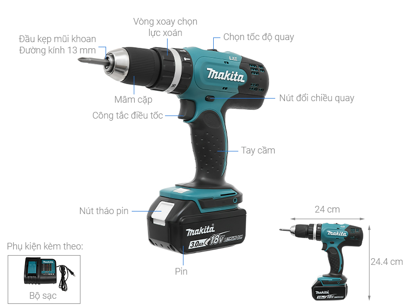 Tổng quan máy khoan pin Makita 18V DHP453SFX8