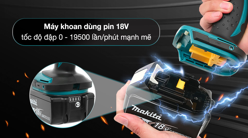 Máy khoan pin Makita 18V DHP453SFX8 có công suất cao