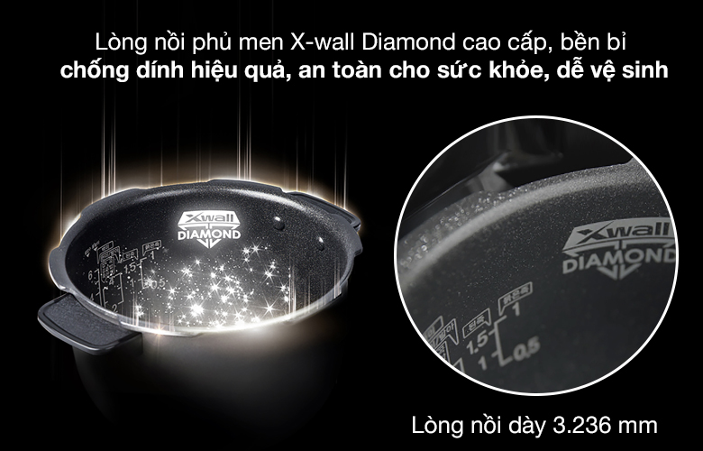 Nồi cơm điện Cuckoo CRP-RT1008F có lòng nồi phủ men chống dính X-wall Diamond