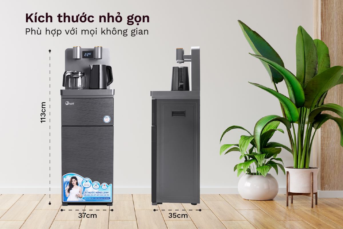 Cây nước nóng lạnh kết hợp bàn pha trà, cafe FujiE TBH1332E có kích thước nhỏ gọn, phù hợp với nhiều không gian