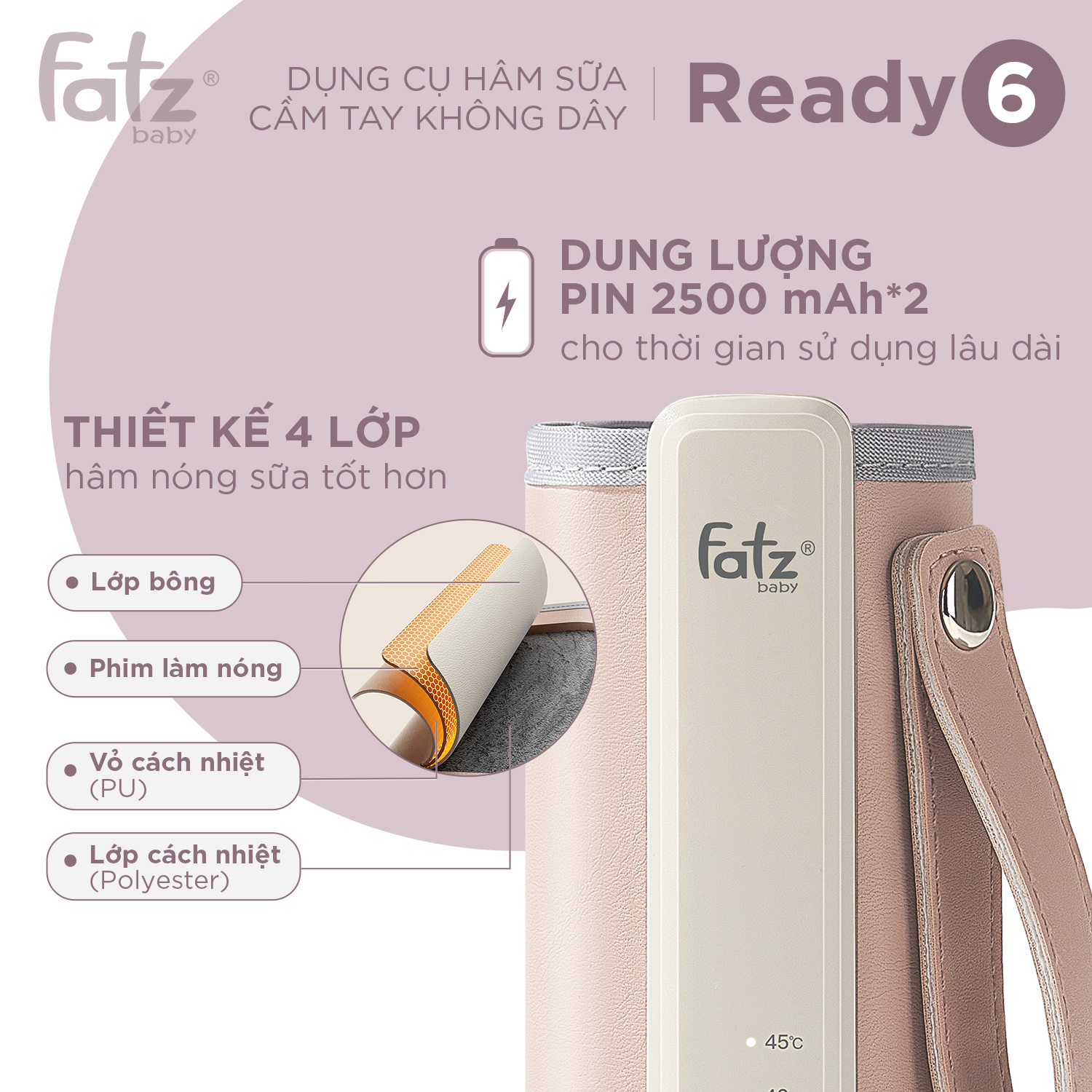 Dụng cụ hâm sữa cầm tay Ready 6 FB3068BT