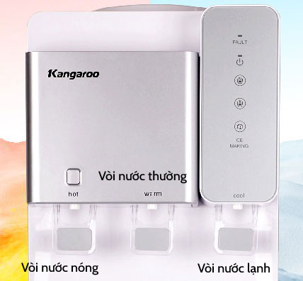 Máy làm nóng lạnh nước uống Kangaroo KG65A3 có thiết kế 3 vòi lấy nước tương ứng 3 chế độ khác nhau