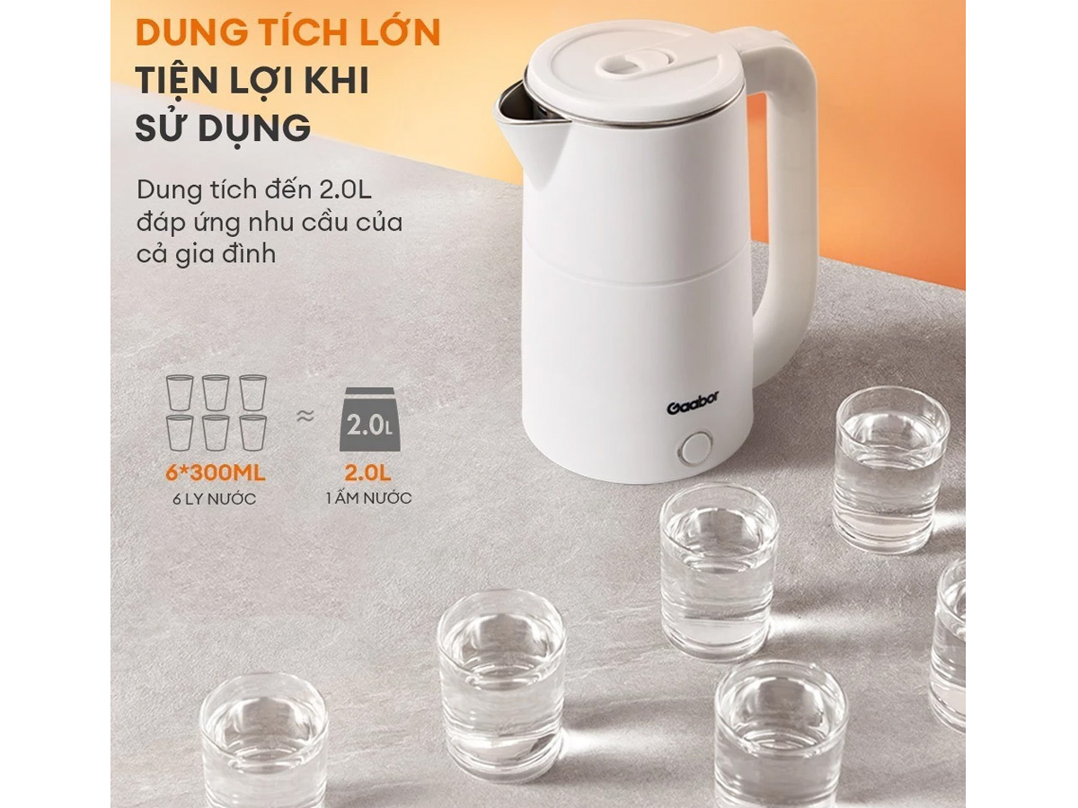 Ấm siêu tốc Gaabor 2L EK20M-WH01A