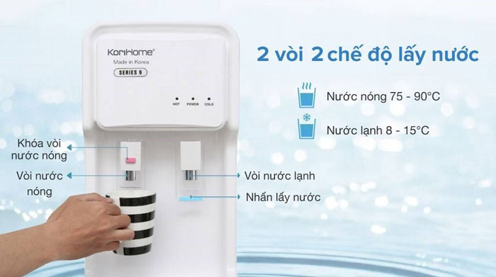 Máy lọc nước nóng lạnh Korihome WPK-903 trang bị 2 vòi lấy nước