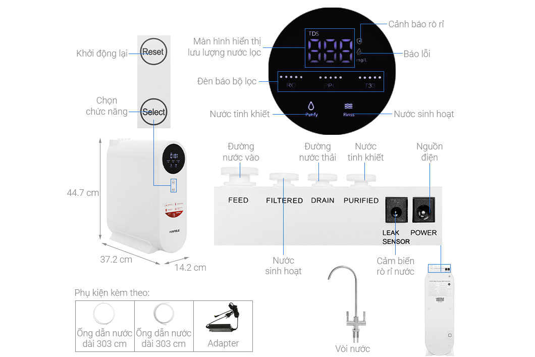 Máy lọc nước RO Hafele HWP-UNT400D