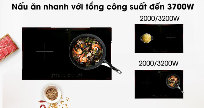Bếp từ đôi Electrolux EHI7280BA sở hữu công suất mạnh mẽ