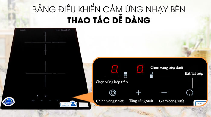 Bếp hồng ngoại Malloca MDR 302 có bảng điều khiển hiện đại