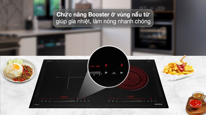 bếp điện từ kết hợp 2 vùng nấu Hafele HC-H7321B có chức năng Booster cho vùng bếp từ