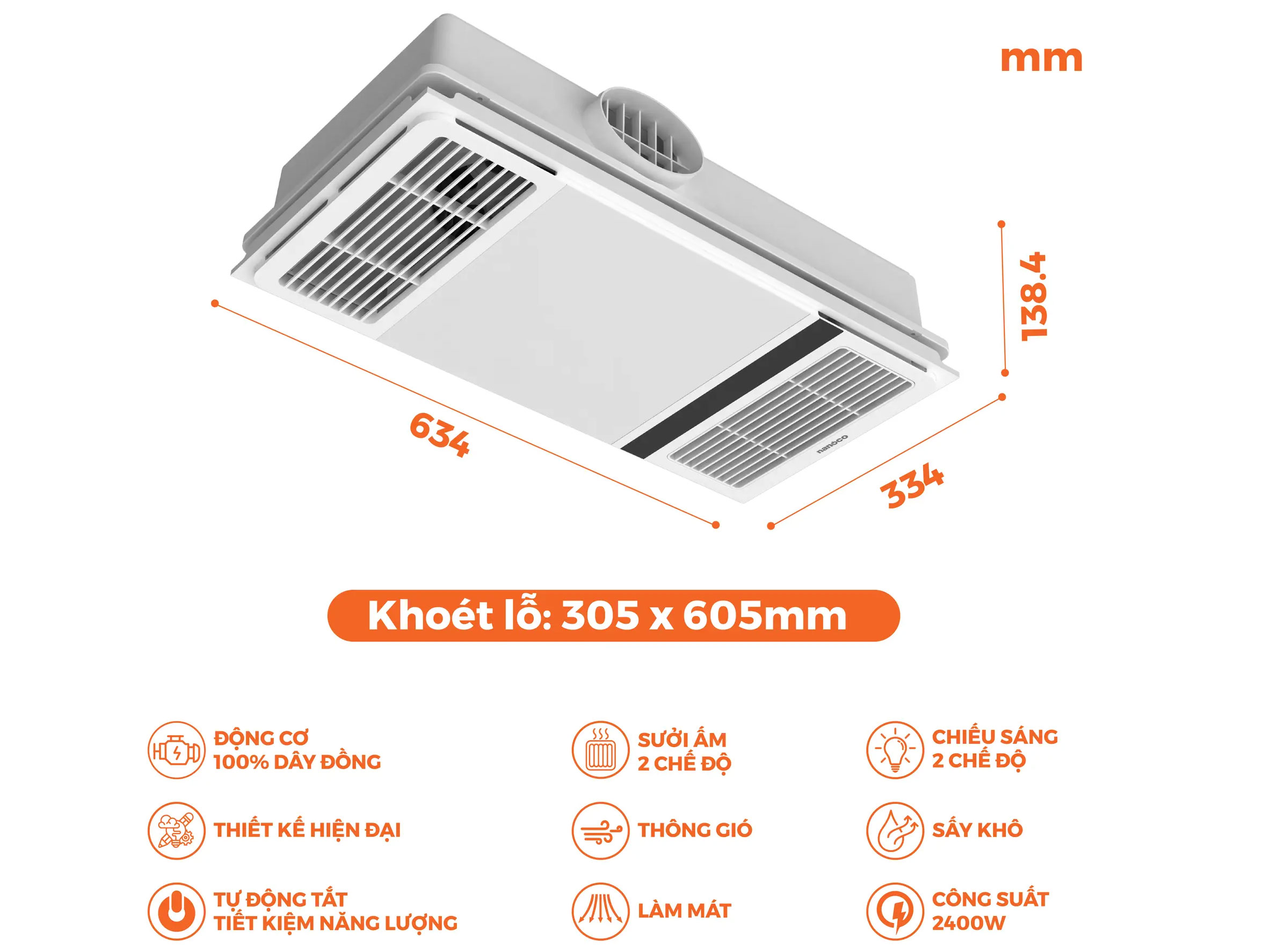 Quạt hút sưởi Nanoco NBD2560