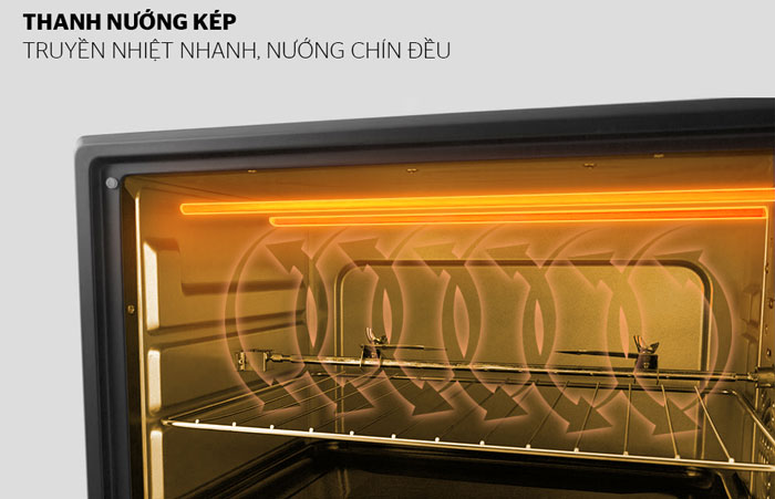 lò nướng điện Sunhouse SHD4206 vận hành với công suất 800W sử dụng công nghệ nướng Halogen hiện đại