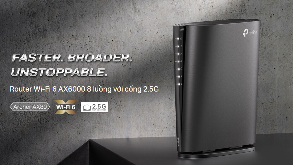 Router Wifi 6 AX6000 8 luồng với cổng 2.5G TP-Link Archer AX80