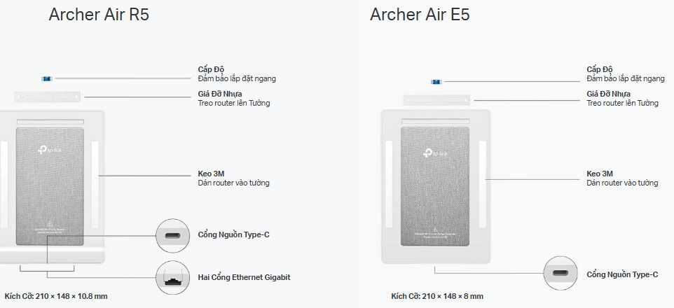 Router Wifi 6 AX3000 Air Mesh băng tần kép TP-Link Archer Air R5