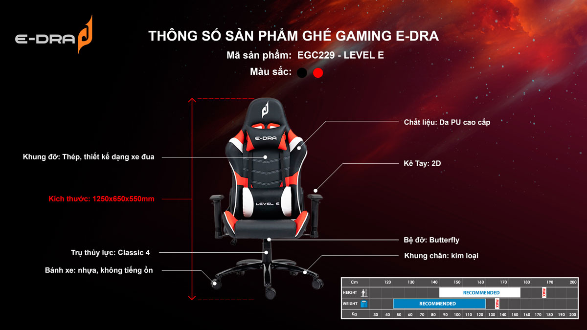 Ghế game E-DRA Level E EGC229